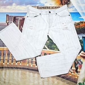 Express Distressed Jeans Cream Size 34x30
